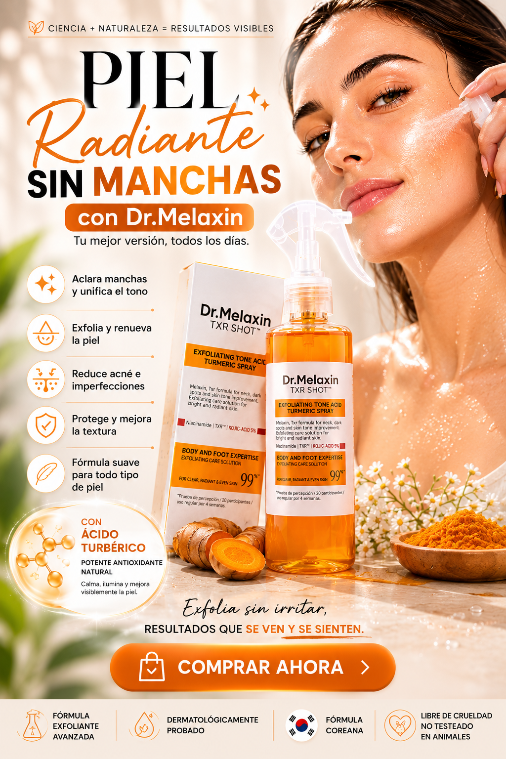 Dr. Melaxin Peel Shot Spray ¨Piel Más Radiante y Uniforme en Semanas¨
