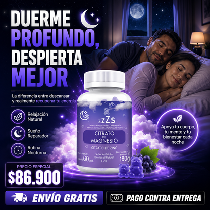 Gomitas para Dormir con Magnesio. 60 Gomitas Sabor Uva.