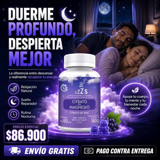 Gomitas para Dormir con Magnesio. 60 Gomitas Sabor Uva.